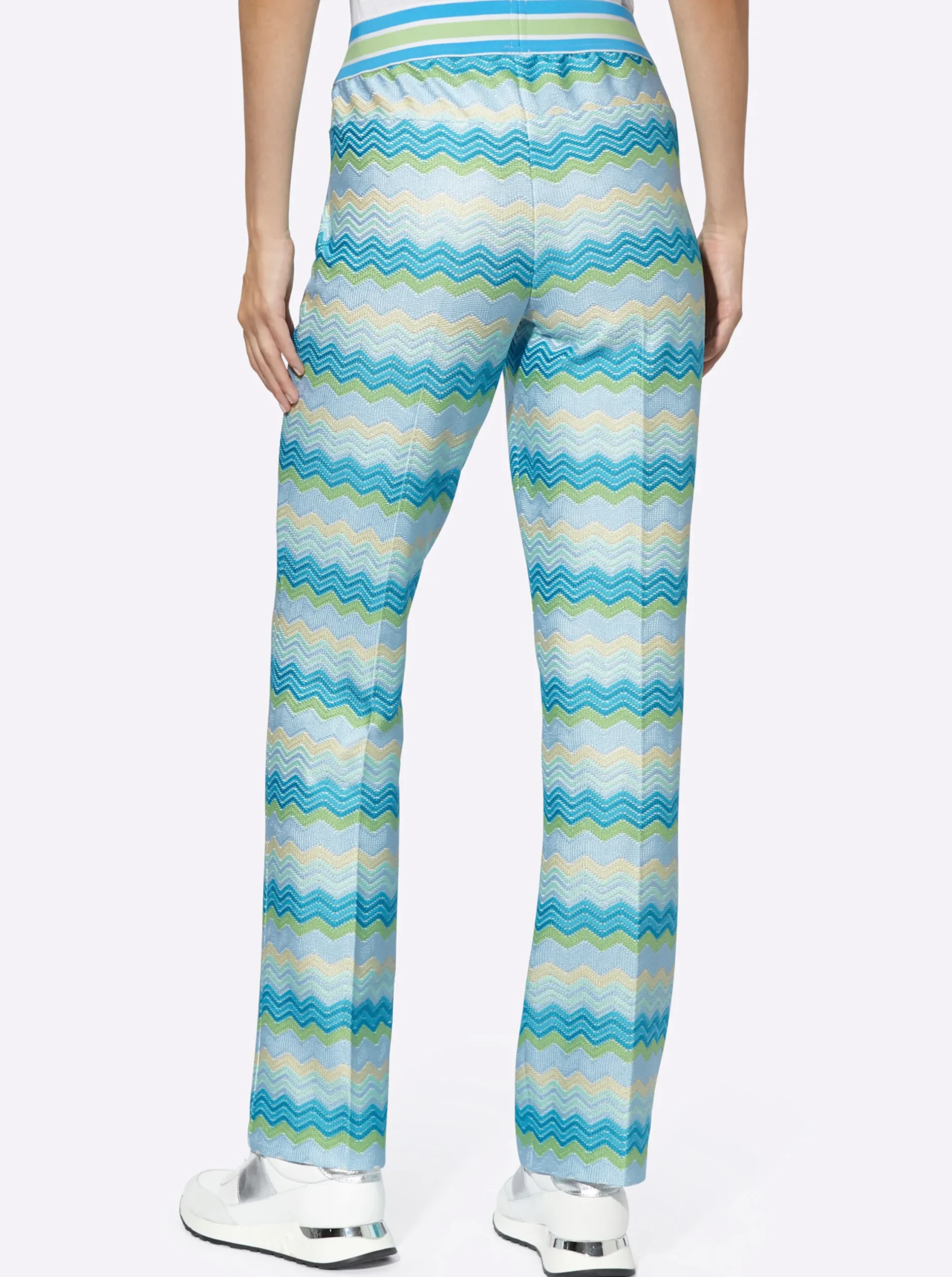 Hosen|heine Jerseyhose türkis-ecru-gemustert