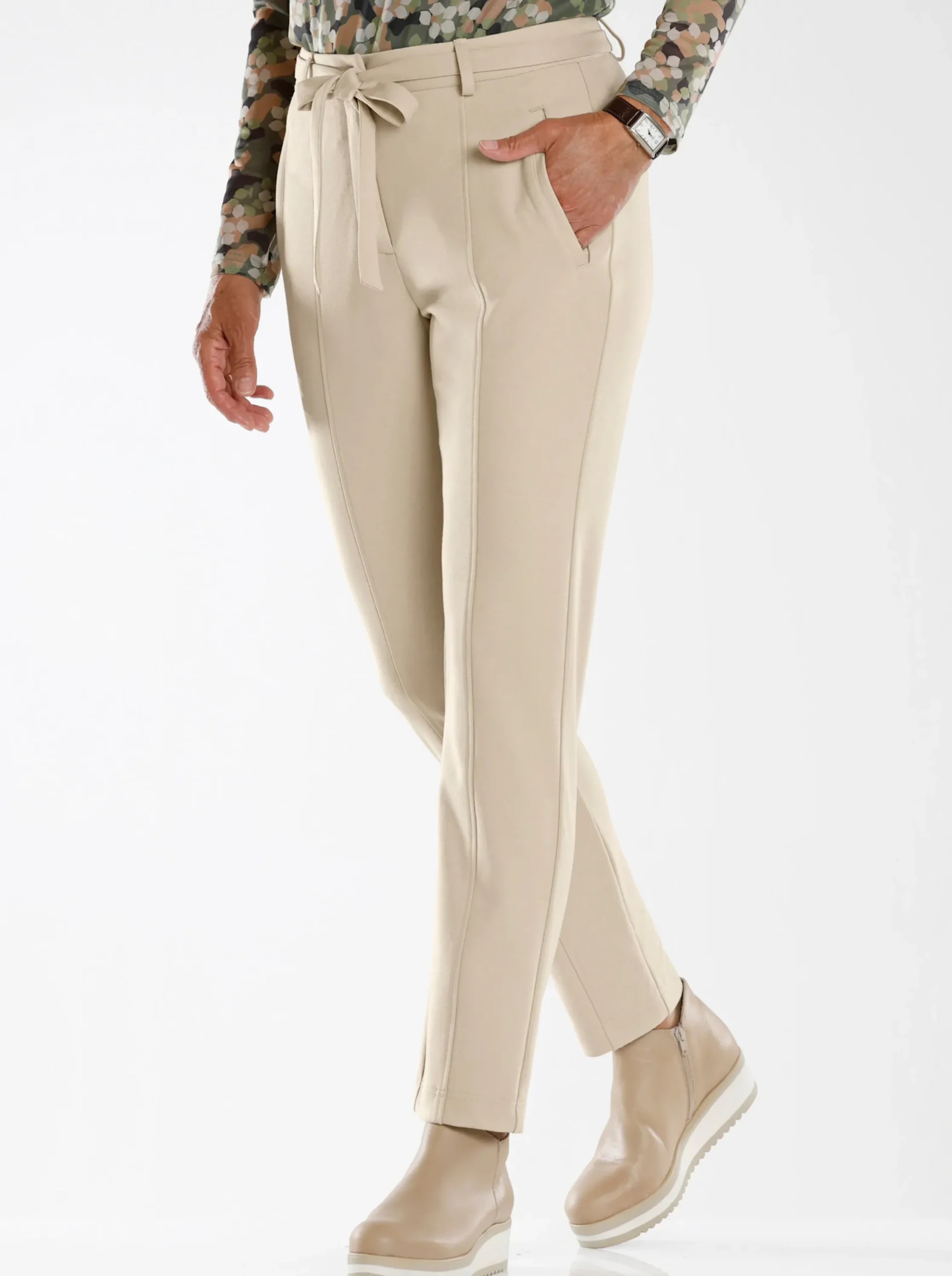 Hosen| Jerseyhose inklusive Bindegürtel sand