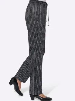 Hosen| Jerseyhose mit Bindeband schwarz-gestreift