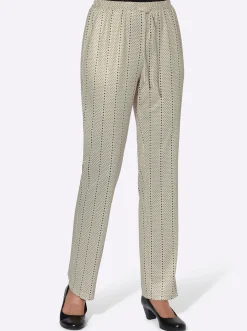 Hosen| Jerseyhose mit Bindeband sand-getupft