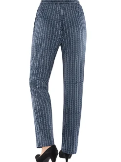 Hosen| Jerseyhose mit Bindeband marine-gestreift