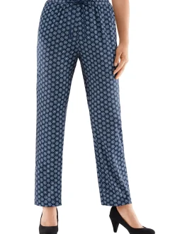 Hosen| Jerseyhose mit Bindeband marine-geblümt
