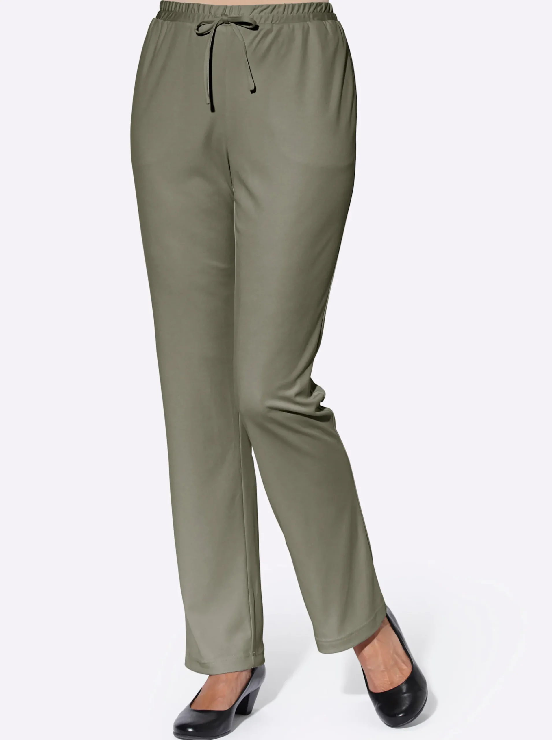 Hosen| Jerseyhose mit Bindeband khaki
