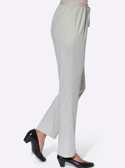 Hosen| Jerseyhose mit Bindeband hellgrau