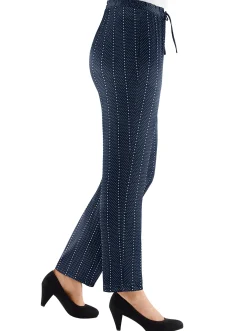 Hosen| Jerseyhose mit Bindeband marine-getupft