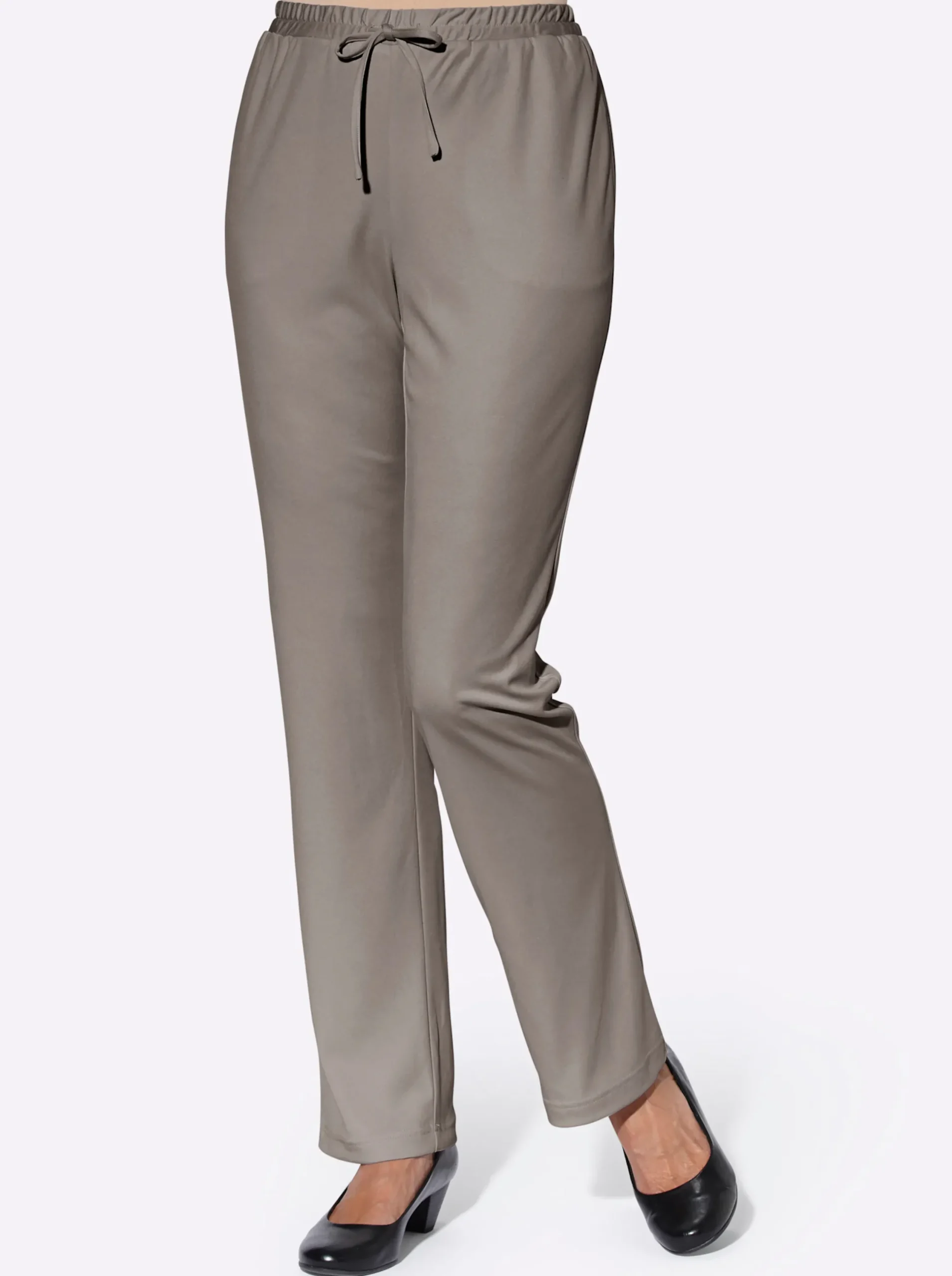 Hosen| Jerseyhose mit Bindeband taupe