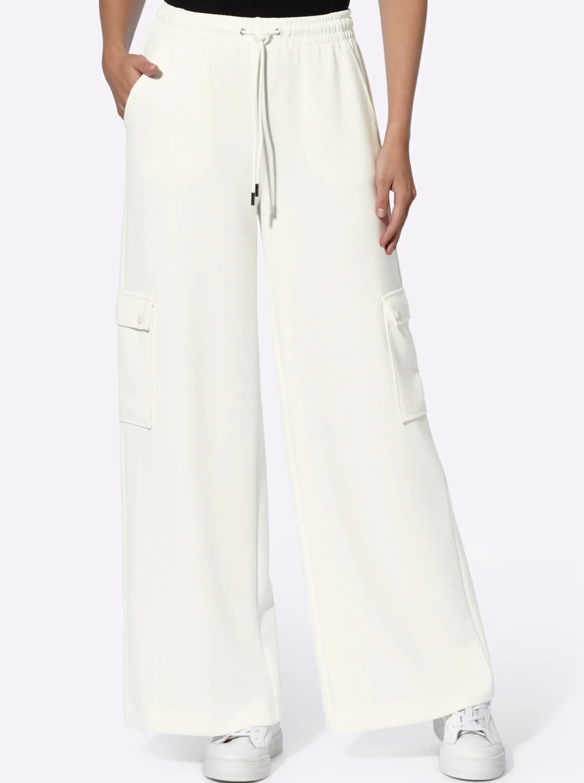 Hosen|heine Jerseyhose mit Cargo-Taschen ecru