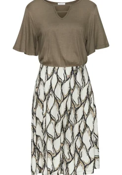 Strandkleider|Kleider|LASCANA Jerseykleid creme-khakibedruckt