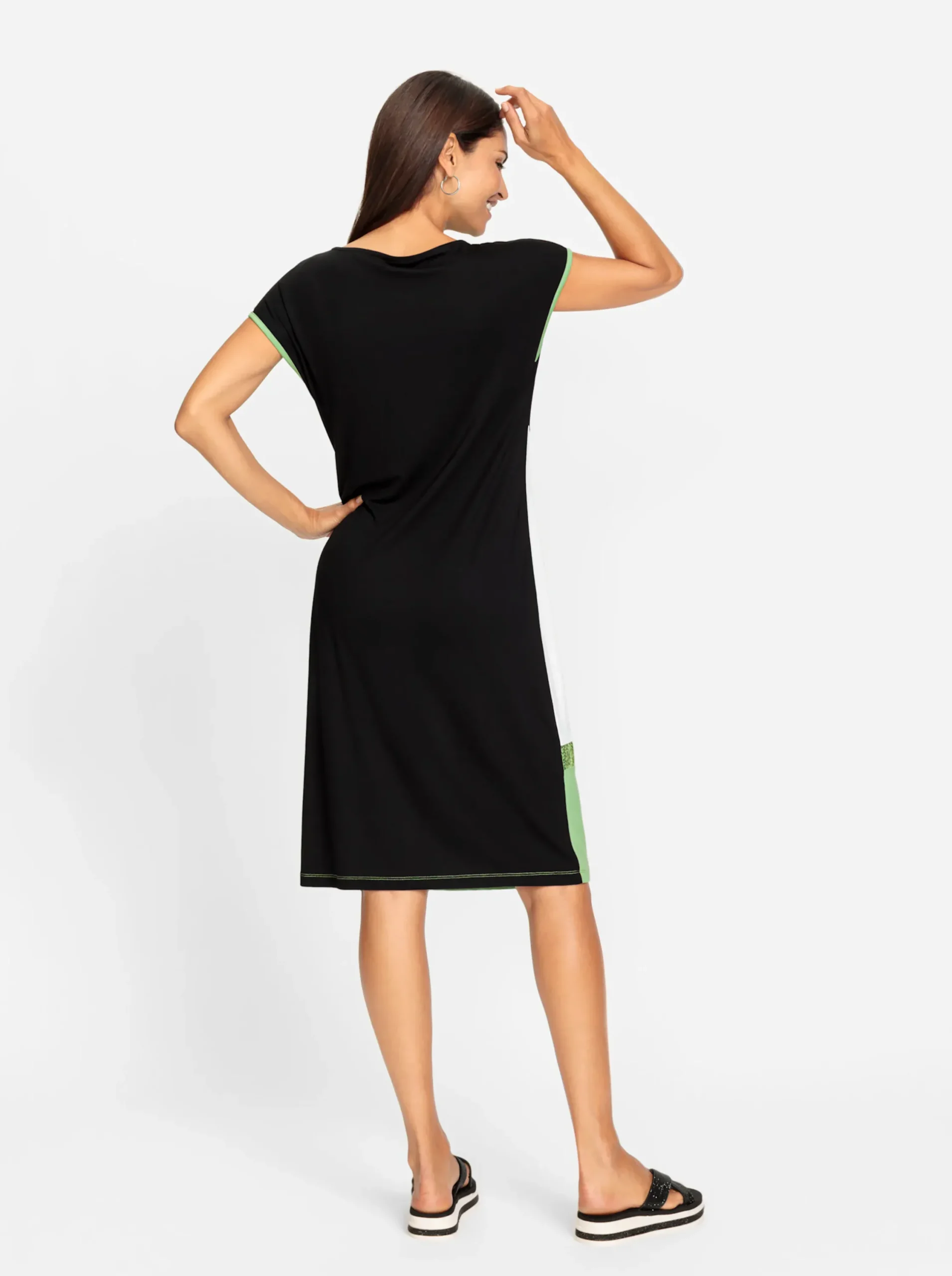 Kleider| Jerseykleid schwarz-apfel-gemustert