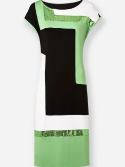 Kleider| Jerseykleid schwarz-apfel-gemustert