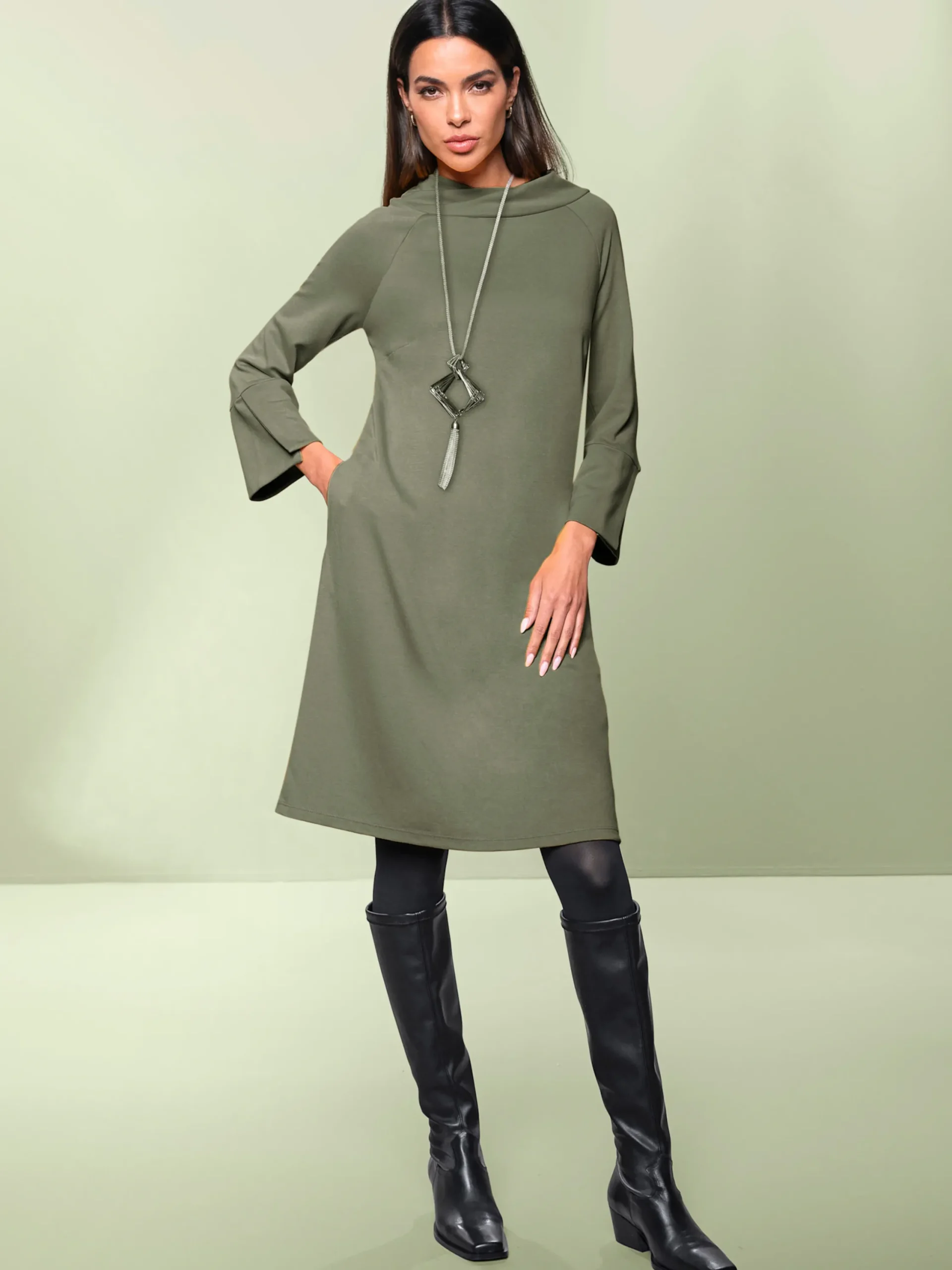 Kleider|heine Jerseykleid khaki