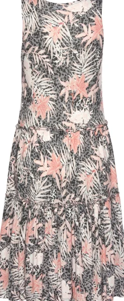 Strandkleider|Buffalo Jerseykleid weiß-grau-koralle-bedruckt