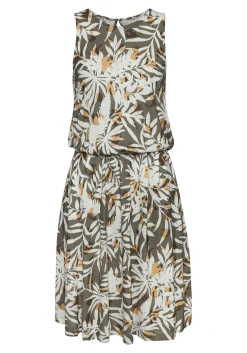 Strandkleider|Kleider|Vivance Jerseykleid grün-cremebedruckt