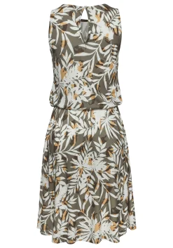 Strandkleider|Kleider|Vivance Jerseykleid grün-cremebedruckt