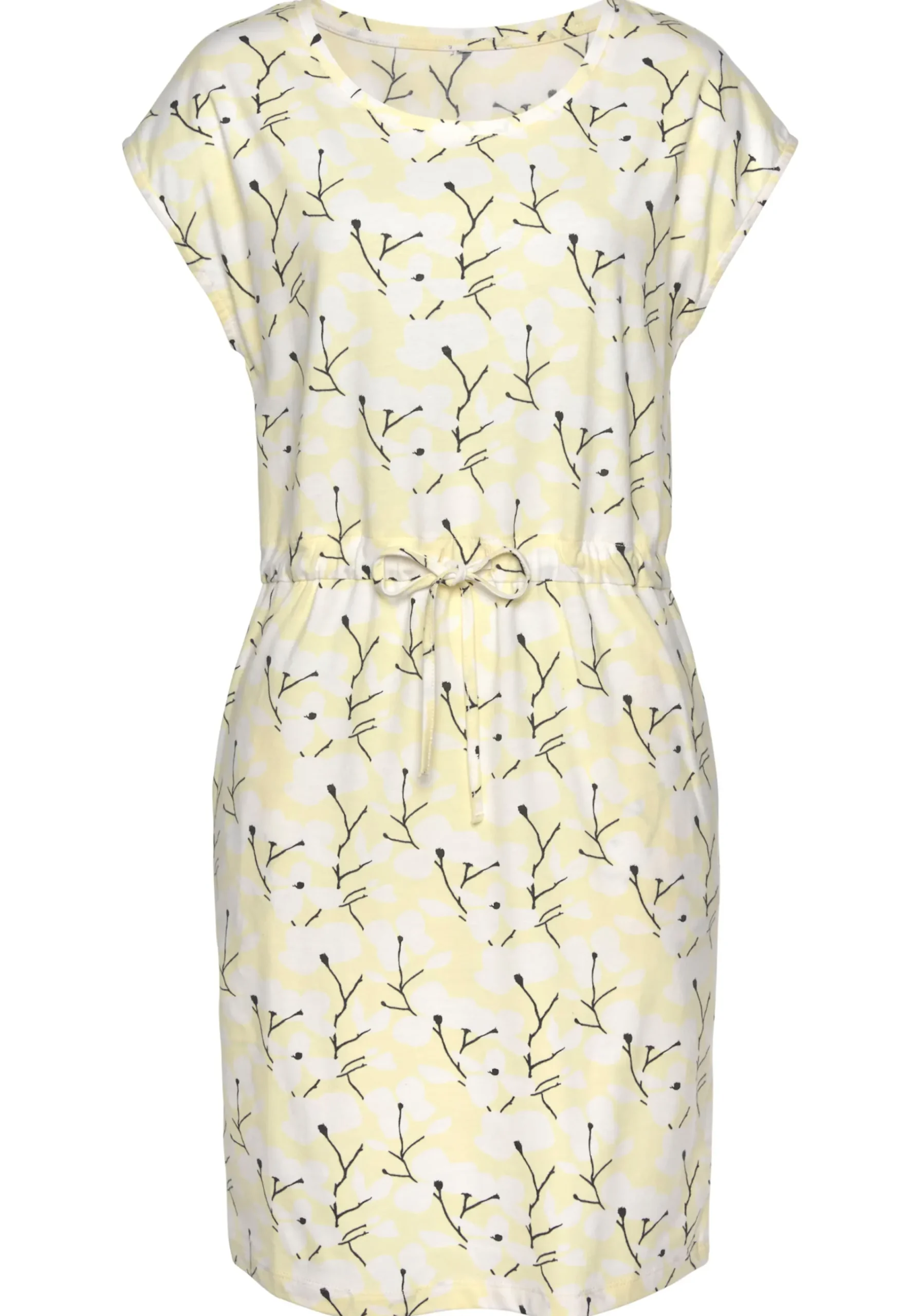 Strandkleider|Kleider|Beachtime Jerseykleid gelb-creme-bedruckt