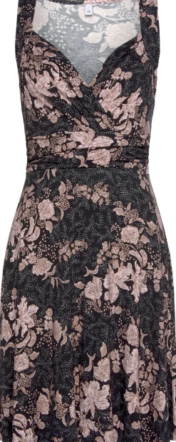 Strandkleider|Kleider|Vivance Jerseykleid schwarz-rose-bedruckt