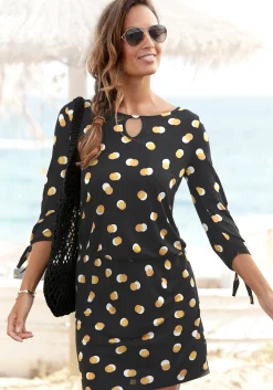 Kleider|Buffalo Jerseykleid schwarz-gelb-bedruckt