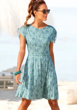 Strandkleider|Vivance Jerseykleid grün-bedruckt