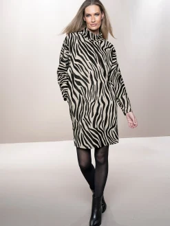 Kleider|heine Jersey-Kleid sand-schwarz-bedruckt