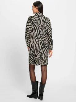 Kleider|heine Jersey-Kleid sand-schwarz-bedruckt