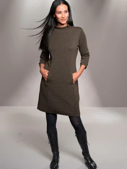 Kleider|heine Jersey-Kleid dunkeltaupe-schwarz-gemustert