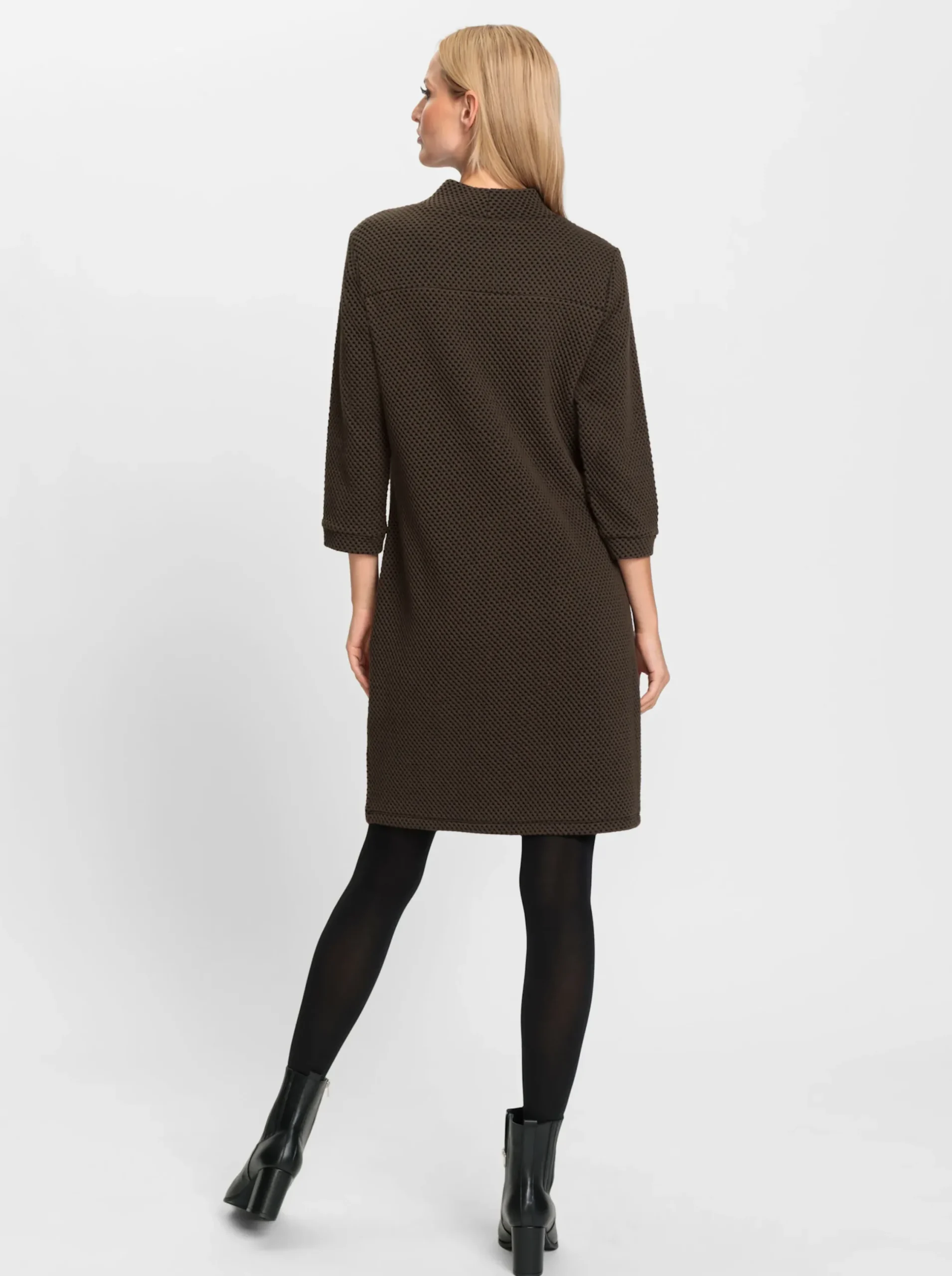 Kleider|heine Jersey-Kleid dunkeltaupe-schwarz-gemustert