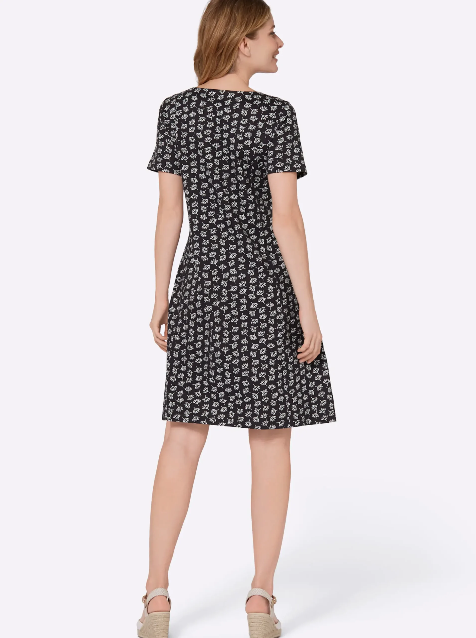 Kleider| Jerseykleid im Minimal-Dessin marine-ecru-bedruckt