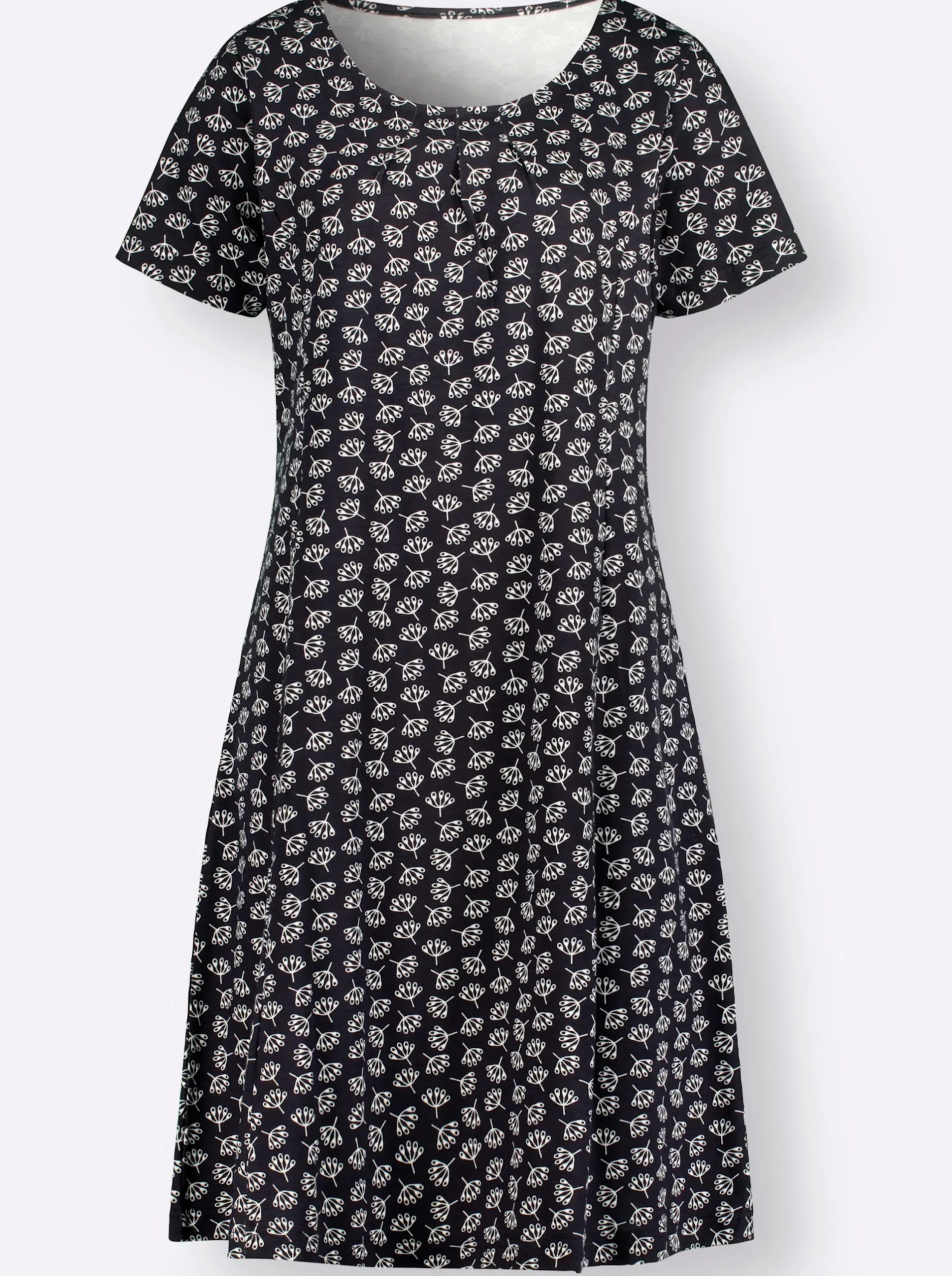 Kleider| Jerseykleid im Minimal-Dessin marine-ecru-bedruckt