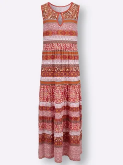 Kleider| Jerseykleid im Stufenschnitt papaya-terra-bedruckt