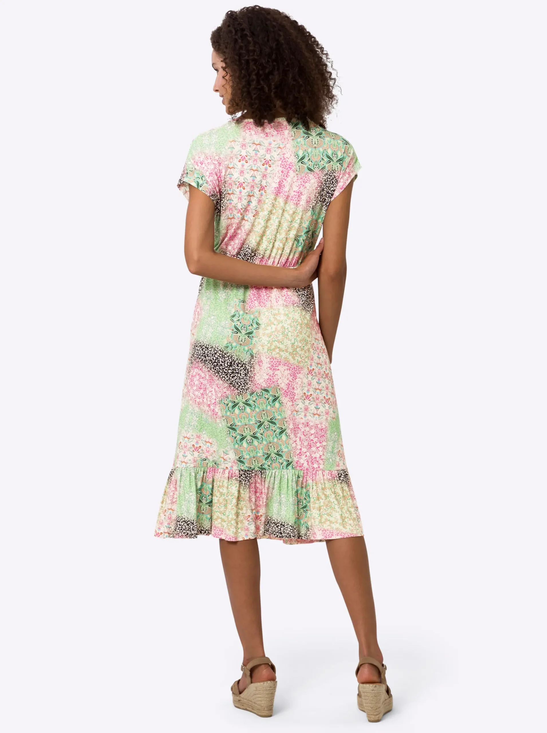Kleider|heine Jerseykleid in Schlupfform rosé-jade-bedruckt