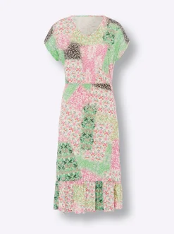 Kleider|heine Jerseykleid in Schlupfform rosé-jade-bedruckt