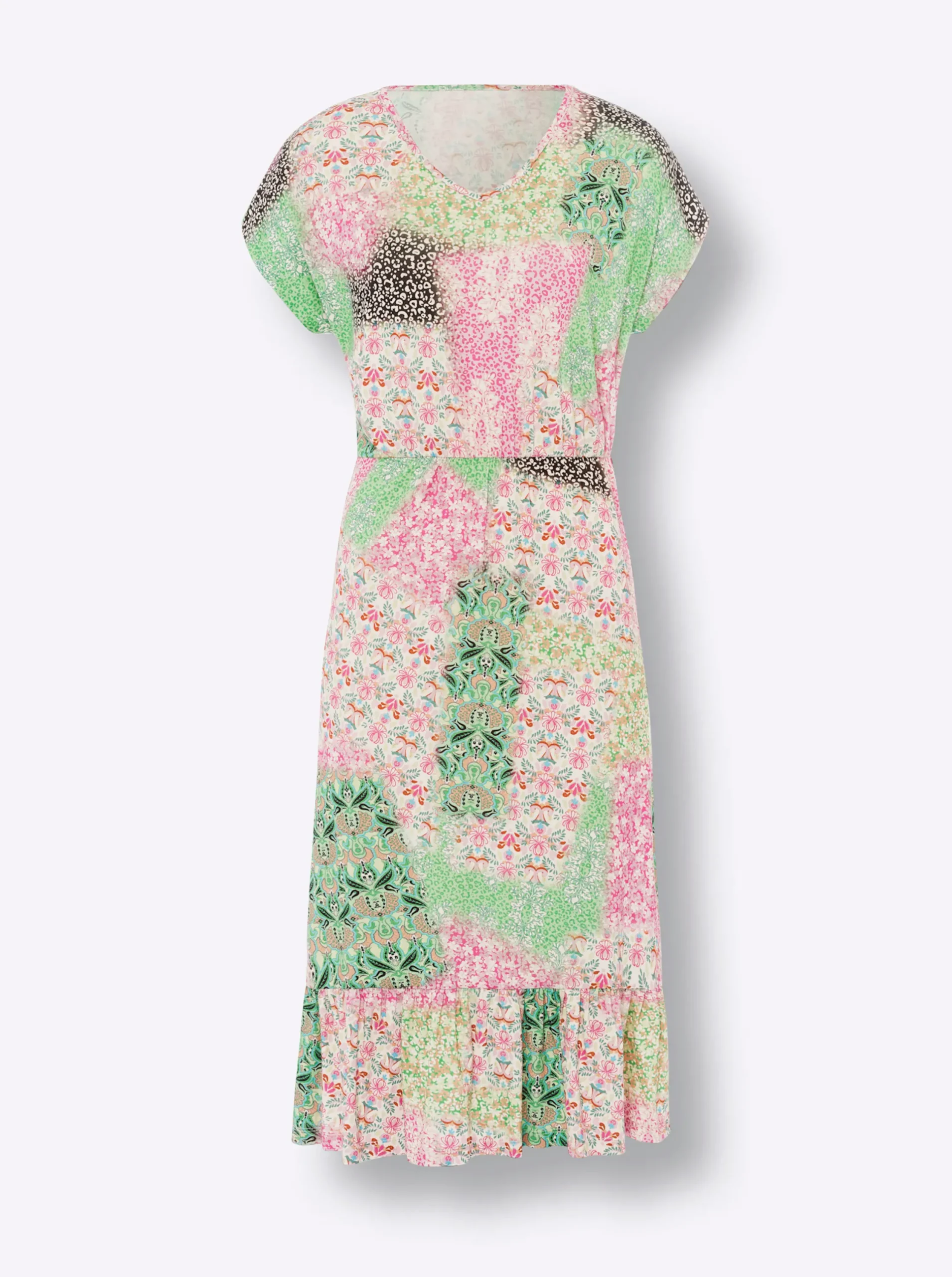 Kleider|heine Jerseykleid in Schlupfform rosé-jade-bedruckt