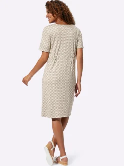 Kleider| Jerseykleid in Schlupfform, bedruckt sand-dunkeltaupe-bedruckt