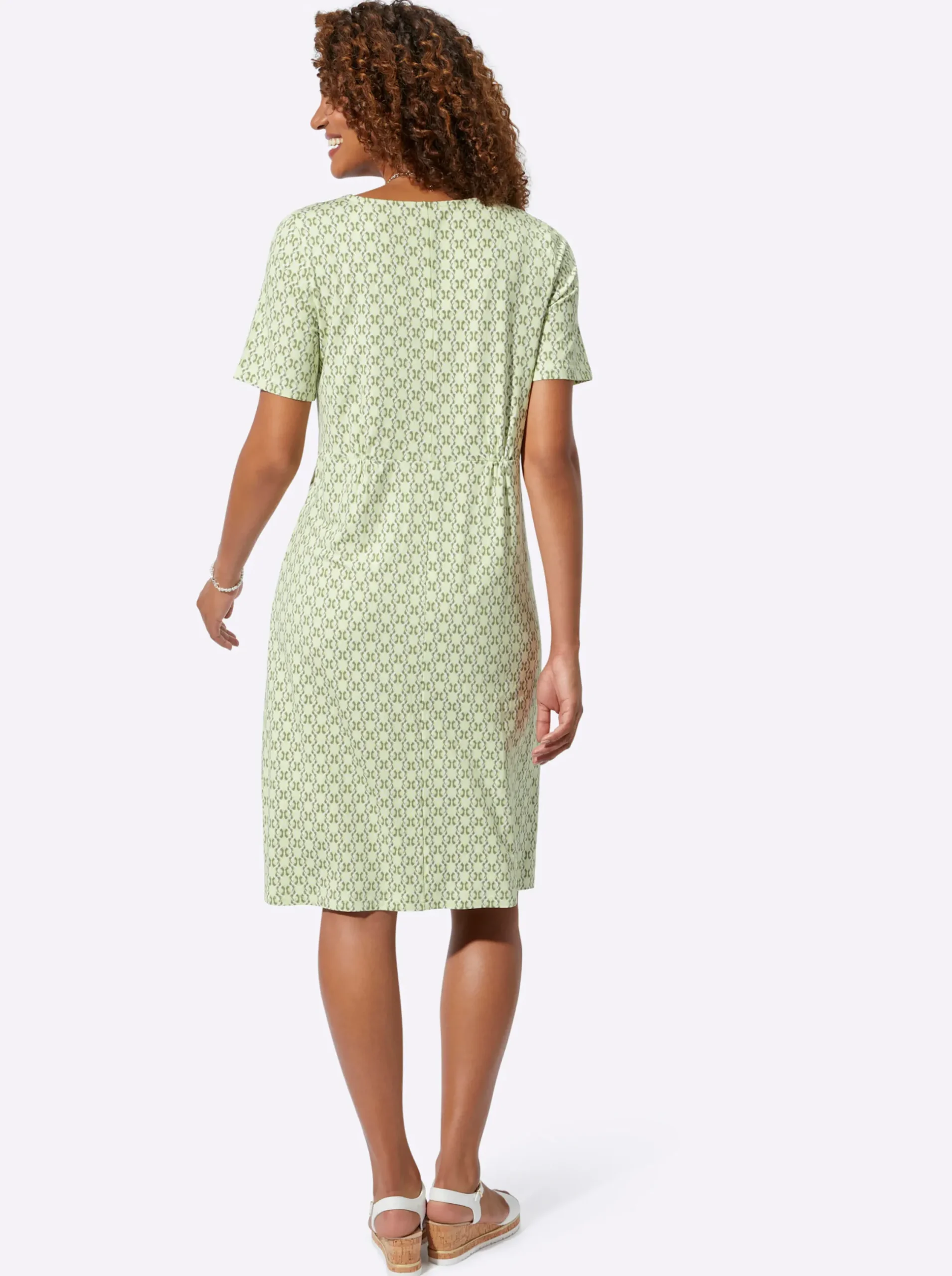 Kleider| Jerseykleid in Schlupfform, bedruckt pistazie-khaki-bedruckt