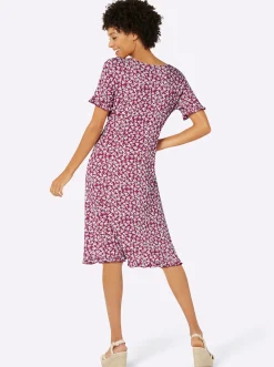 Strandkleider|Kleider| Jerseykleid in Wickel-Optik erika-bedruckt