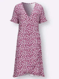 Strandkleider|Kleider| Jerseykleid in Wickel-Optik erika-bedruckt