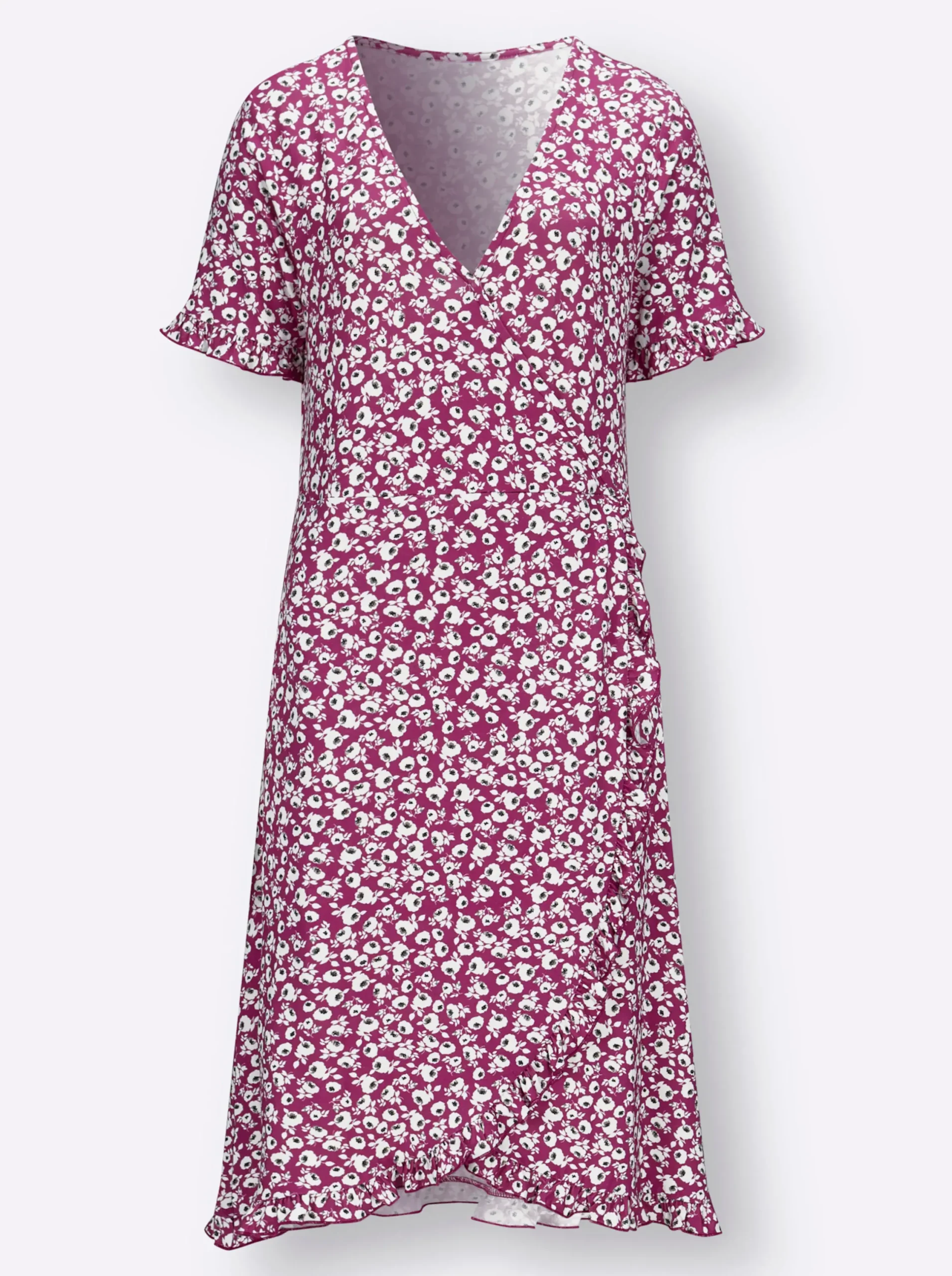 Strandkleider|Kleider| Jerseykleid in Wickel-Optik erika-bedruckt