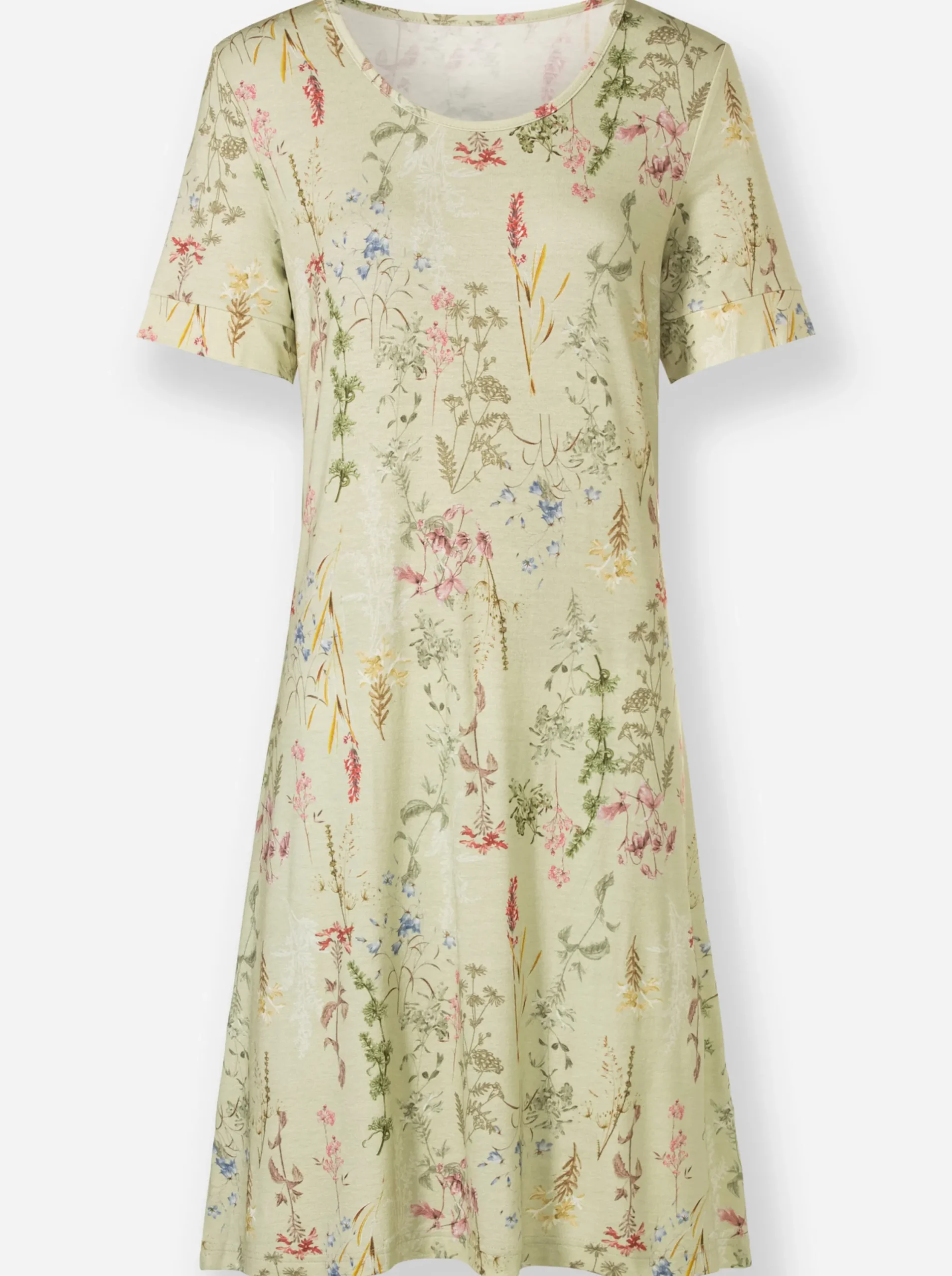 Strandkleider|Kleider| Jerseykleid mit Blümchen-Druck pistazie-bedruckt