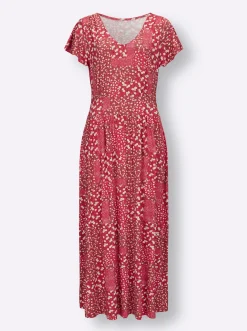 Kleider| Jerseykleid mit Flügel-Ärmeln erdbeere-champagner-bedruckt