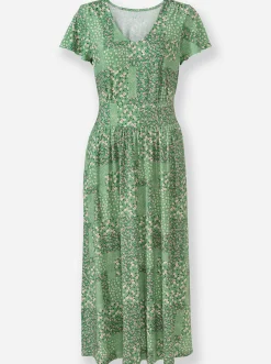 Kleider| Jerseykleid mit Flügel-Ärmeln apfel-champagner-bedruckt