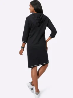 Kleider| Jerseykleid mit glänzendem Druck schwarz