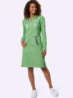 Kleider| Jerseykleid mit Känguru-Tasche apfel