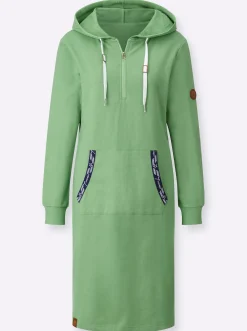 Kleider| Jerseykleid mit Känguru-Tasche apfel