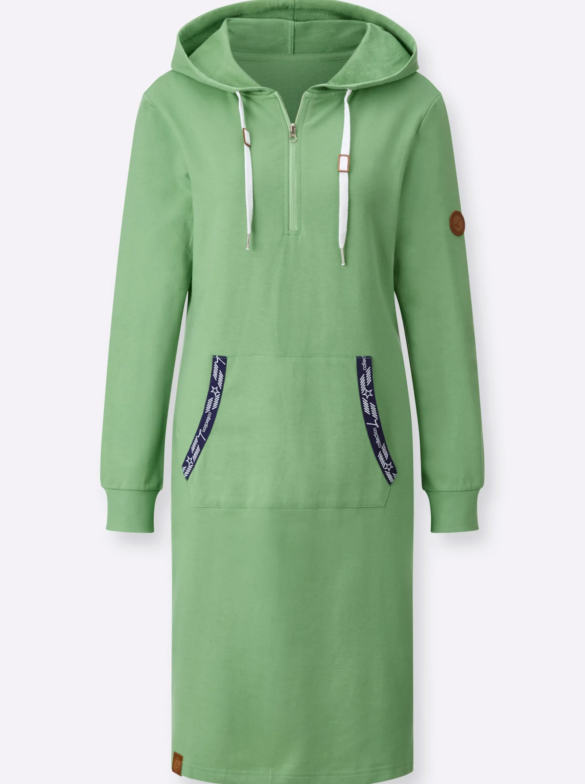 Kleider| Jerseykleid mit Känguru-Tasche apfel