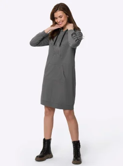 Kleider|heine Jerseykleid mit Känguru-Tasche vorne anthrazit