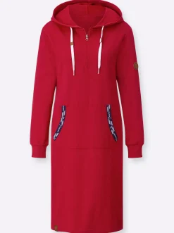 Kleider| Jerseykleid mit Känguru-Tasche rot