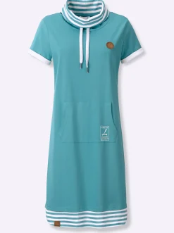 Kleider| Jerseykleid mit Kontraststreifen ozean
