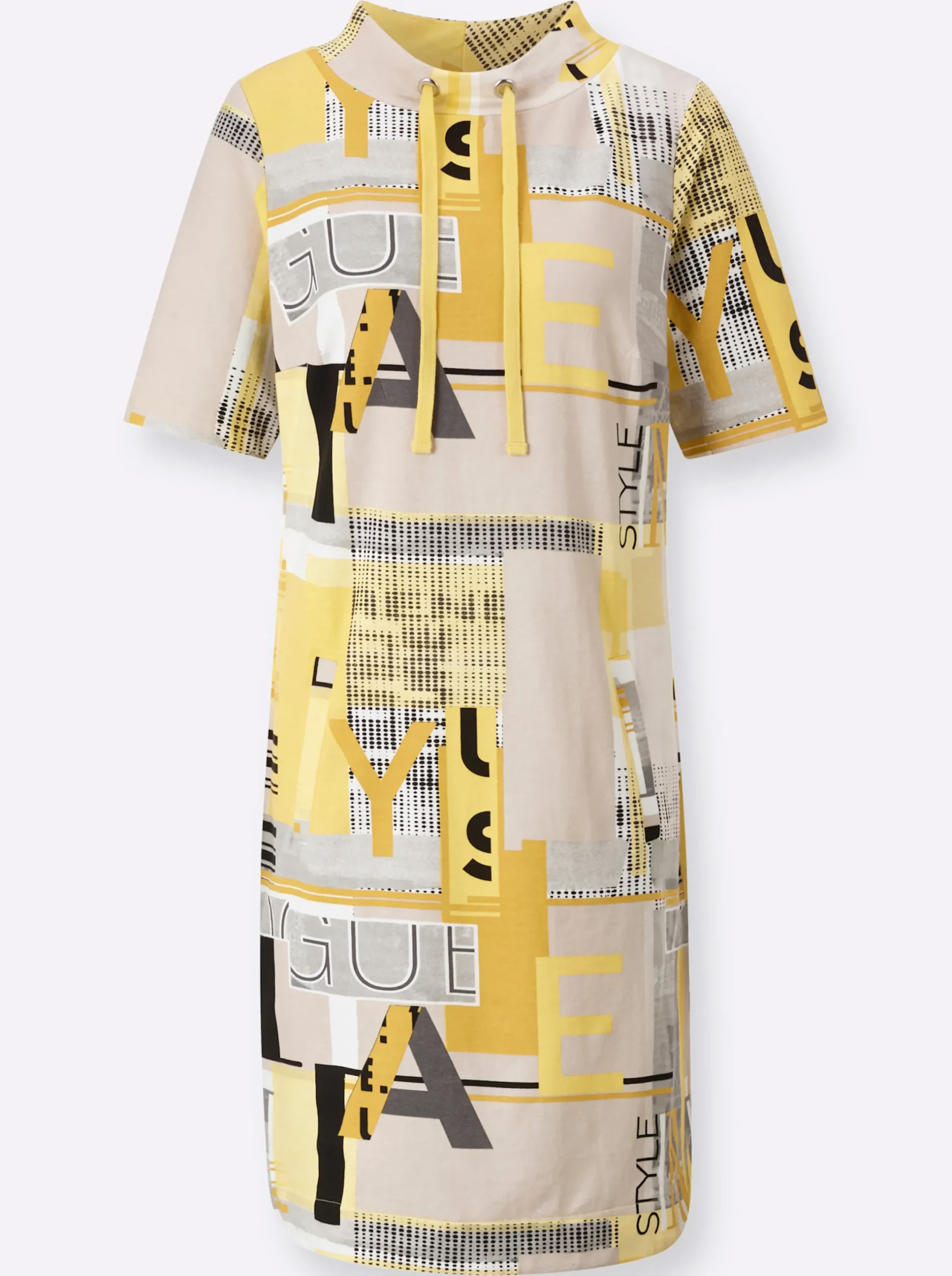 Kleider| Jerseykleid mit Lettering-Print ocker-sand-bedruckt