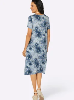 Kleider| Jerseykleid mit Nahttaschen, bedruckt dunkelblau-bedruckt