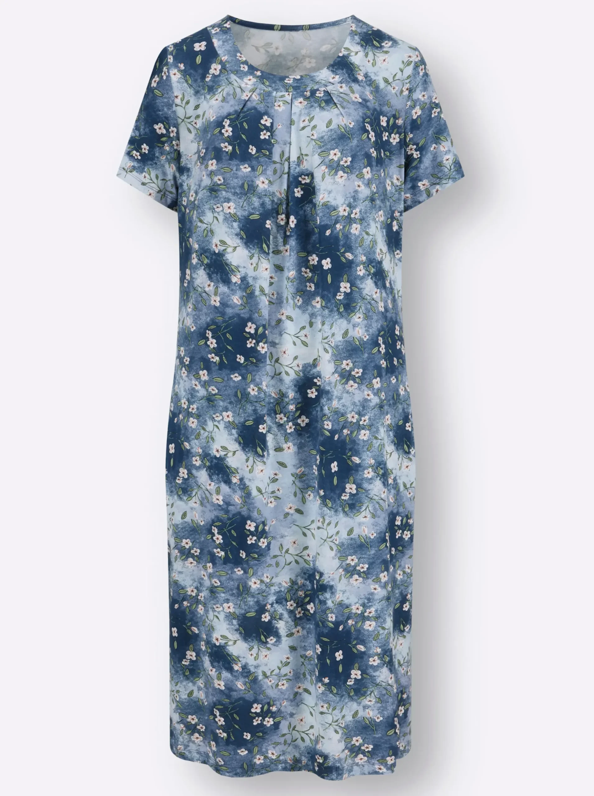 Kleider| Jerseykleid mit Nahttaschen, bedruckt dunkelblau-bedruckt